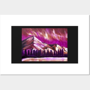 Twilight night sky mountain range - pretty Posters and Art